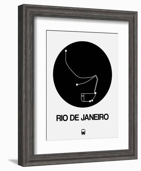 Rio De Janeiro Black Subway Map-NaxArt-Framed Art Print