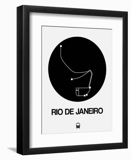 Rio De Janeiro Black Subway Map-NaxArt-Framed Art Print