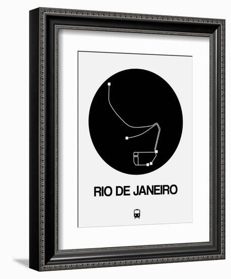 Rio De Janeiro Black Subway Map-NaxArt-Framed Art Print