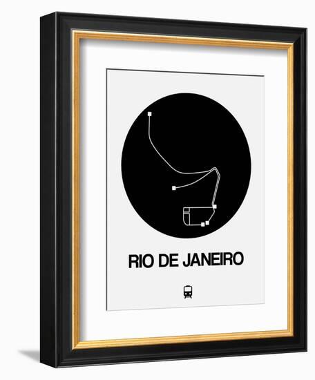 Rio De Janeiro Black Subway Map-NaxArt-Framed Art Print