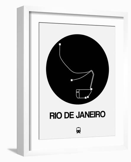 Rio De Janeiro Black Subway Map-NaxArt-Framed Art Print