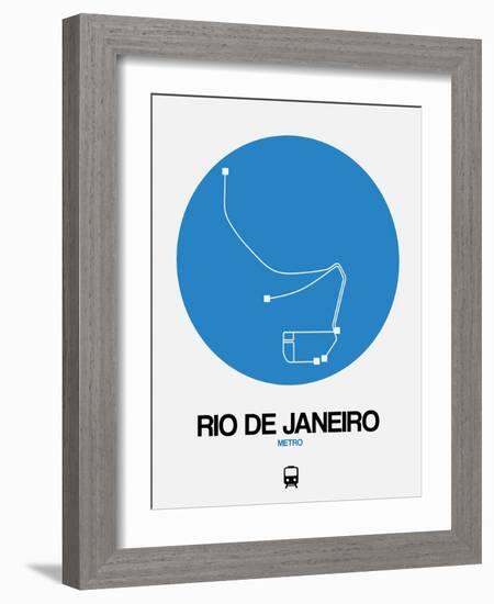 Rio De Janeiro Blue Subway Map-NaxArt-Framed Art Print