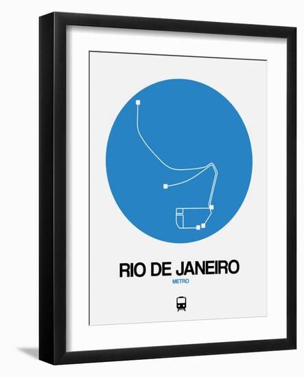 Rio De Janeiro Blue Subway Map-NaxArt-Framed Art Print