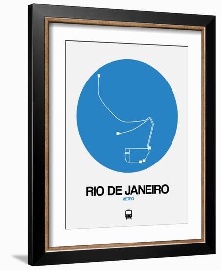 Rio De Janeiro Blue Subway Map-NaxArt-Framed Art Print