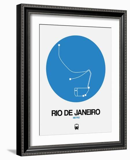 Rio De Janeiro Blue Subway Map-NaxArt-Framed Art Print