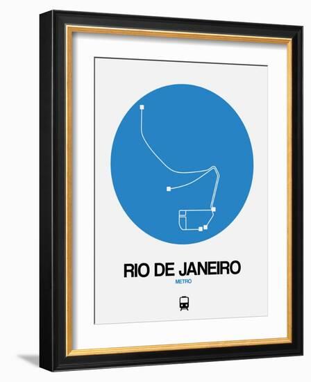 Rio De Janeiro Blue Subway Map-NaxArt-Framed Art Print
