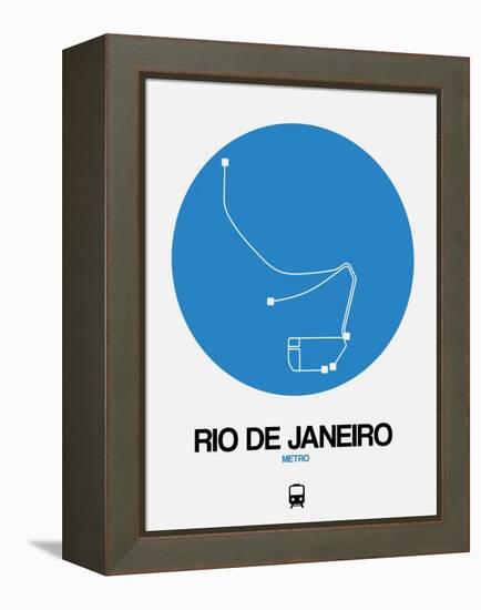 Rio De Janeiro Blue Subway Map-NaxArt-Framed Stretched Canvas