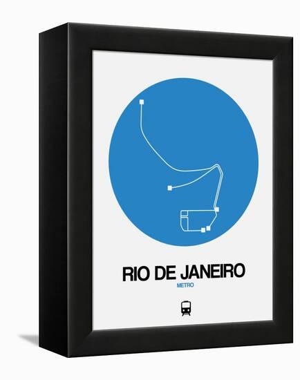 Rio De Janeiro Blue Subway Map-NaxArt-Framed Stretched Canvas