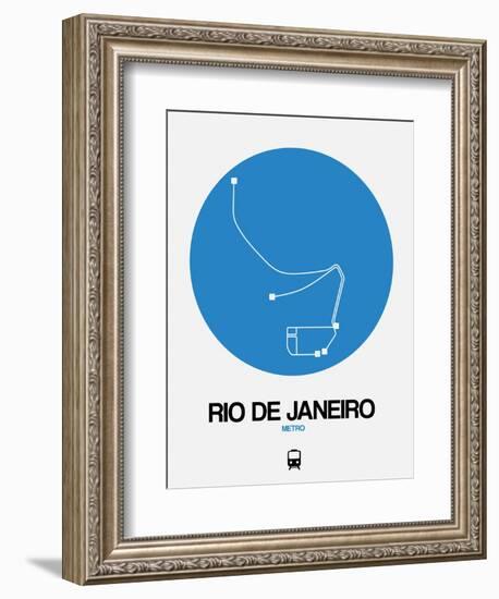 Rio De Janeiro Blue Subway Map-NaxArt-Framed Premium Giclee Print