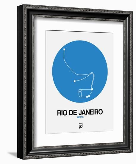 Rio De Janeiro Blue Subway Map-NaxArt-Framed Premium Giclee Print