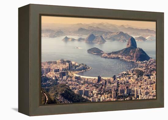 Rio De Janeiro, Brazil. Suggar Loaf and Botafogo Beach Viewed from Corcovado-Curioso Travel Photography-Framed Premier Image Canvas