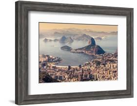 Rio De Janeiro, Brazil. Suggar Loaf and Botafogo Beach Viewed from Corcovado-Curioso Travel Photography-Framed Photographic Print