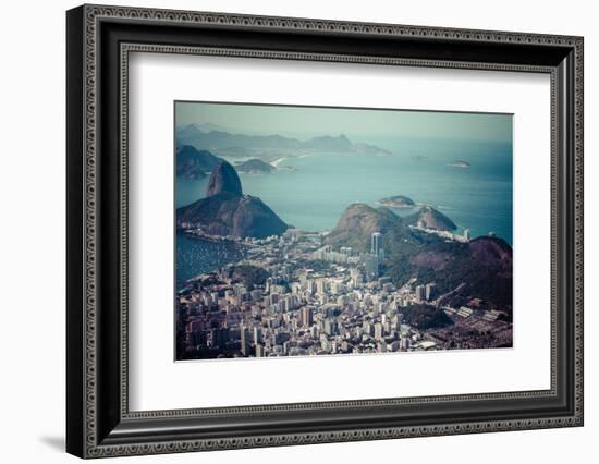 Rio De Janeiro, Brazil. Suggar Loaf and Botafogo Beach Viewed from Corcovado-Curioso Travel Photography-Framed Photographic Print