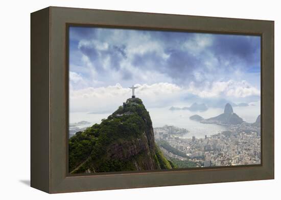 Rio De Janeiro Landscape Showing Corcovado, the Christ and the Sugar Loaf, Rio De Janeiro, Brazil-Alex Robinson-Framed Premier Image Canvas