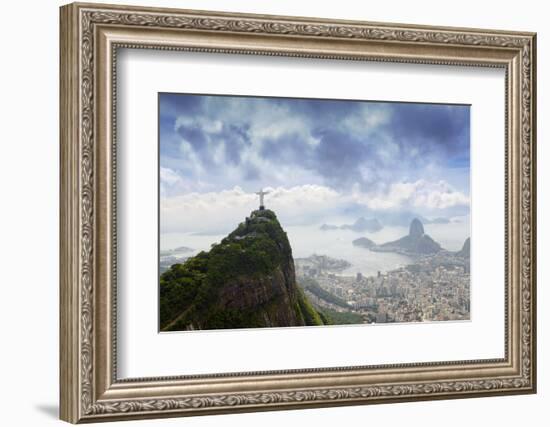 Rio De Janeiro Landscape Showing Corcovado, the Christ and the Sugar Loaf, Rio De Janeiro, Brazil-Alex Robinson-Framed Photographic Print