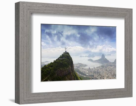 Rio De Janeiro Landscape Showing Corcovado, the Christ and the Sugar Loaf, Rio De Janeiro, Brazil-Alex Robinson-Framed Photographic Print