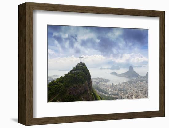 Rio De Janeiro Landscape Showing Corcovado, the Christ and the Sugar Loaf, Rio De Janeiro, Brazil-Alex Robinson-Framed Photographic Print