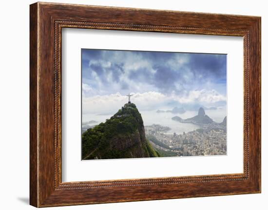 Rio De Janeiro Landscape Showing Corcovado, the Christ and the Sugar Loaf, Rio De Janeiro, Brazil-Alex Robinson-Framed Photographic Print