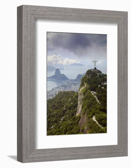 Rio De Janeiro Landscape Showing Corcovado, the Christ and the Sugar Loaf, Rio De Janeiro, Brazil-Alex Robinson-Framed Photographic Print