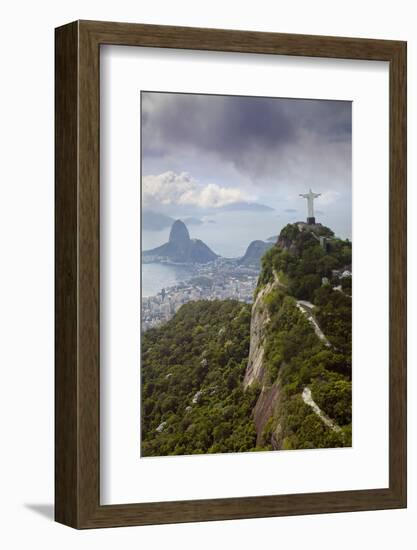 Rio De Janeiro Landscape Showing Corcovado, the Christ and the Sugar Loaf, Rio De Janeiro, Brazil-Alex Robinson-Framed Photographic Print