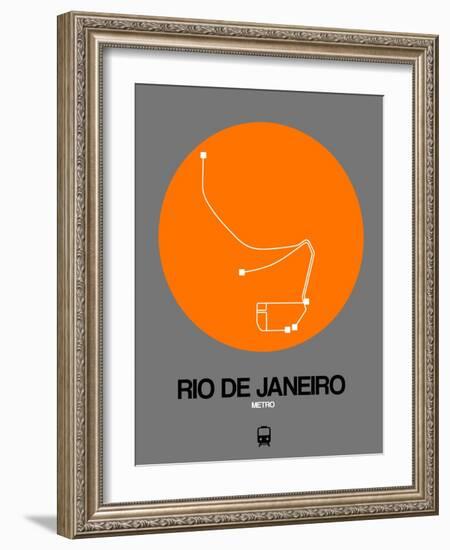 Rio De Janeiro Orange Subway Map-NaxArt-Framed Art Print