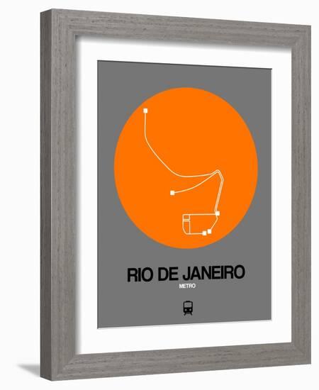 Rio De Janeiro Orange Subway Map-NaxArt-Framed Art Print