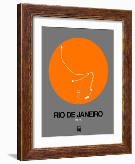 Rio De Janeiro Orange Subway Map-NaxArt-Framed Art Print