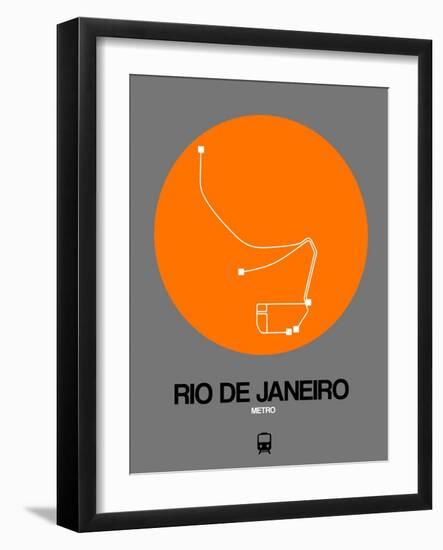 Rio De Janeiro Orange Subway Map-NaxArt-Framed Art Print