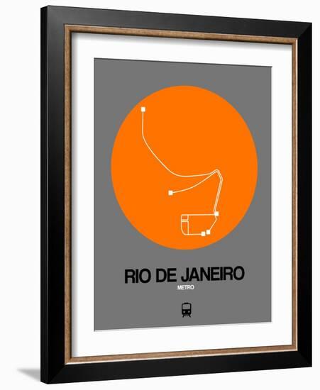 Rio De Janeiro Orange Subway Map-NaxArt-Framed Art Print