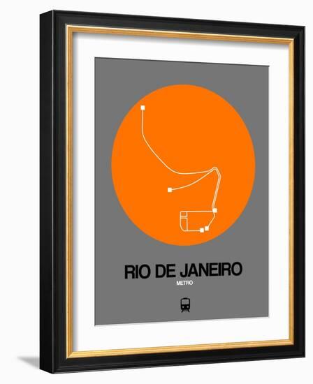 Rio De Janeiro Orange Subway Map-NaxArt-Framed Art Print