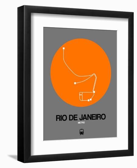 Rio De Janeiro Orange Subway Map-NaxArt-Framed Premium Giclee Print