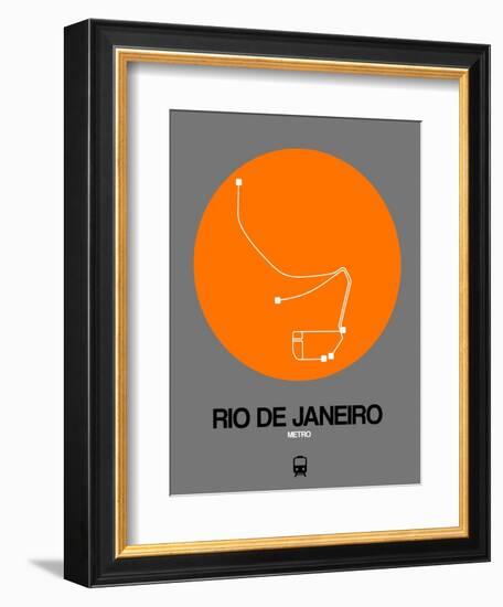 Rio De Janeiro Orange Subway Map-NaxArt-Framed Premium Giclee Print