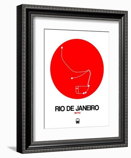 Rio De Janeiro Red Subway Map-NaxArt-Framed Premium Giclee Print