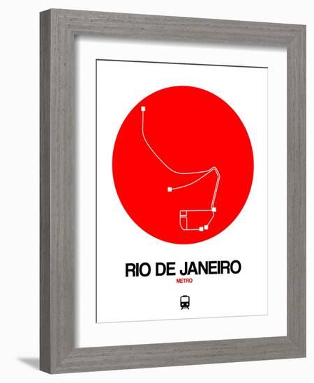 Rio De Janeiro Red Subway Map-NaxArt-Framed Art Print