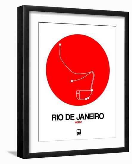 Rio De Janeiro Red Subway Map-NaxArt-Framed Art Print
