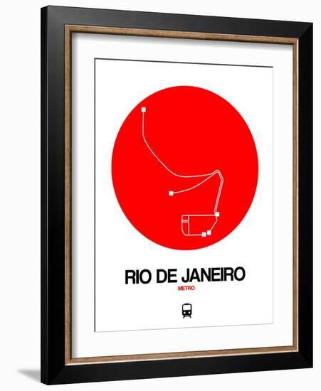 Rio De Janeiro Red Subway Map-NaxArt-Framed Art Print