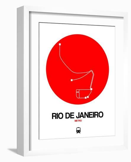 Rio De Janeiro Red Subway Map-NaxArt-Framed Art Print