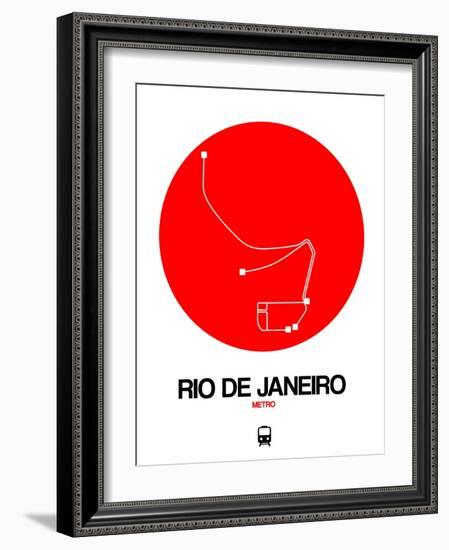 Rio De Janeiro Red Subway Map-NaxArt-Framed Art Print