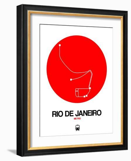 Rio De Janeiro Red Subway Map-NaxArt-Framed Art Print