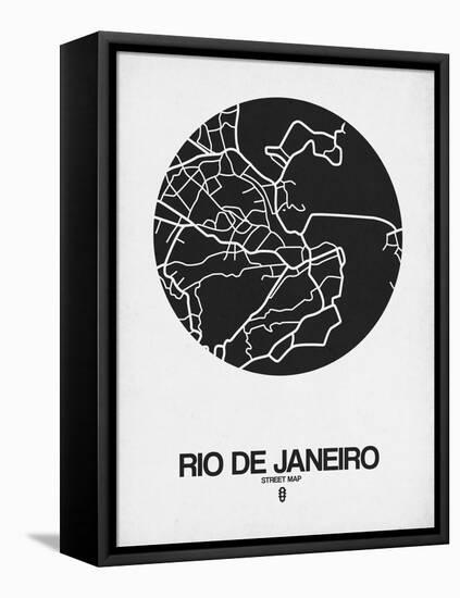 Rio de Janeiro Street Map Black on White-NaxArt-Framed Stretched Canvas