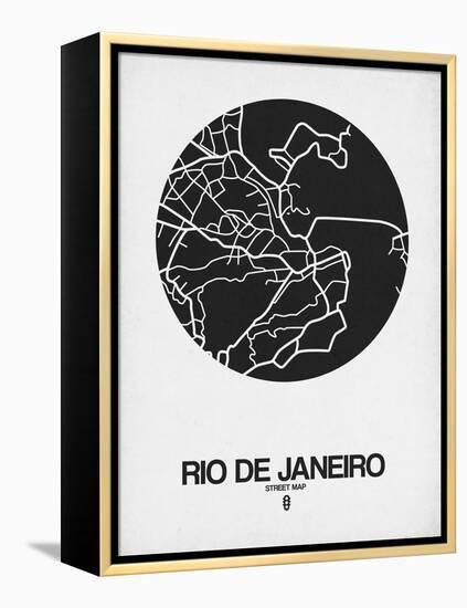 Rio de Janeiro Street Map Black on White-NaxArt-Framed Stretched Canvas