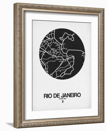 Rio de Janeiro Street Map Black on White-NaxArt-Framed Art Print