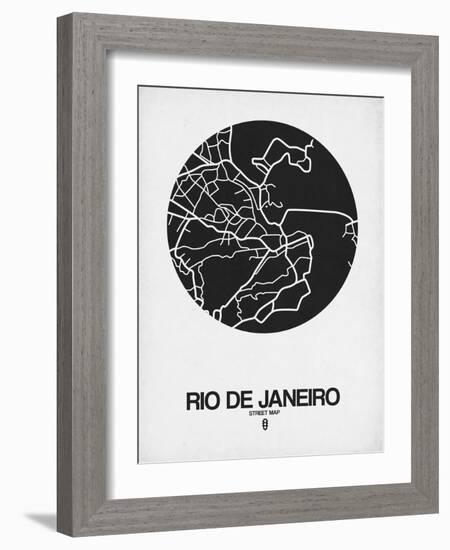 Rio de Janeiro Street Map Black on White-NaxArt-Framed Art Print