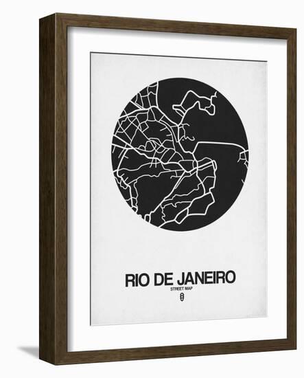 Rio de Janeiro Street Map Black on White-NaxArt-Framed Art Print