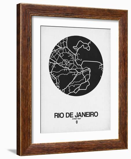 Rio de Janeiro Street Map Black on White-NaxArt-Framed Art Print