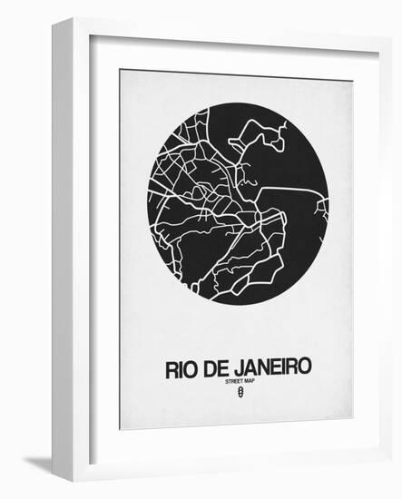 Rio de Janeiro Street Map Black on White-NaxArt-Framed Art Print