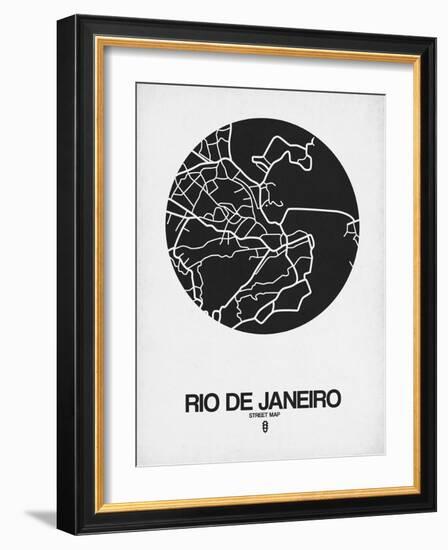 Rio de Janeiro Street Map Black on White-NaxArt-Framed Art Print