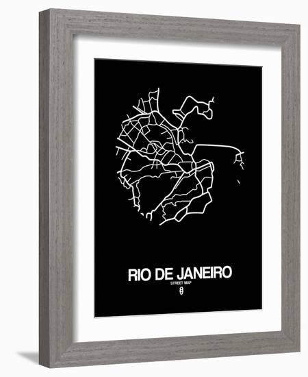 Rio de Janeiro Street Map Black-NaxArt-Framed Art Print