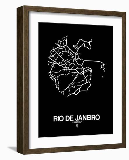 Rio de Janeiro Street Map Black-NaxArt-Framed Art Print