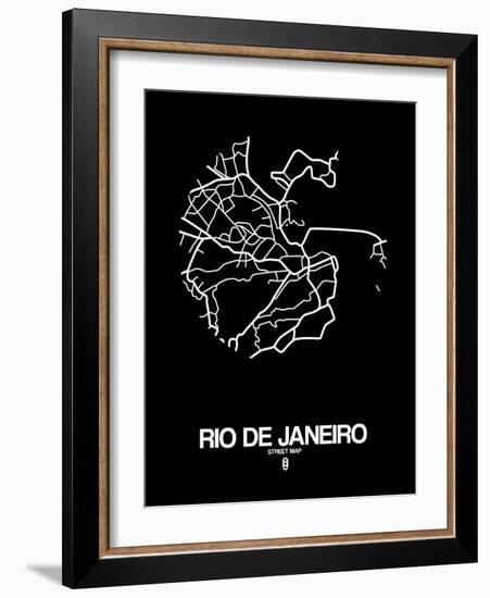 Rio de Janeiro Street Map Black-NaxArt-Framed Art Print